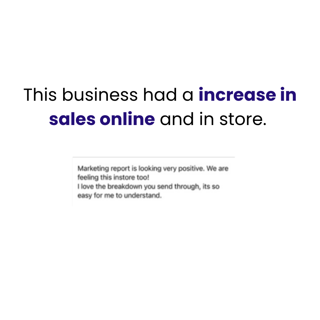 Business reporting a sales increase both online and in store.