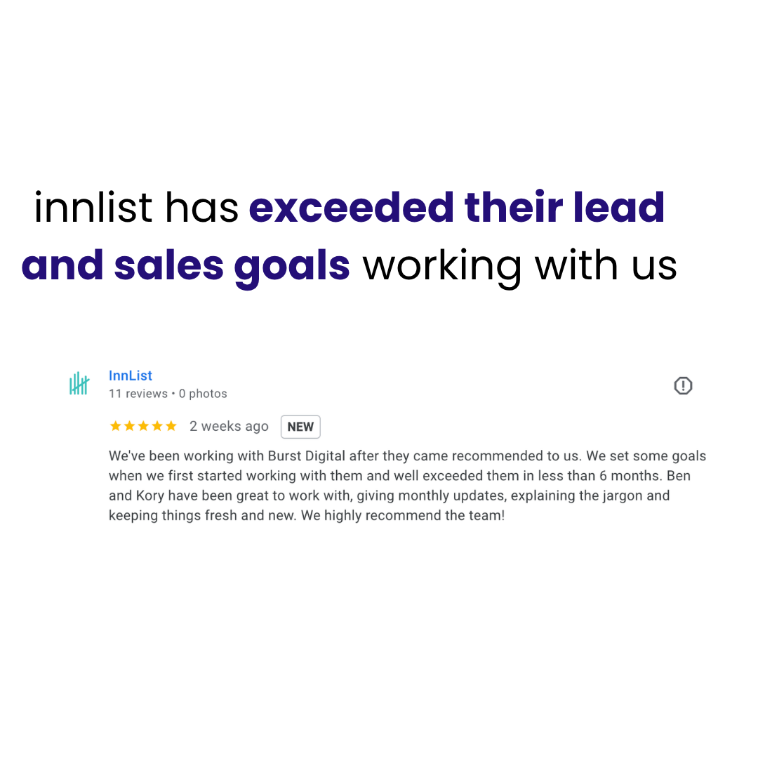 Google review from Innlist saying Burst exceeded their goals.